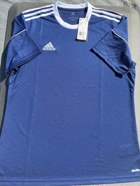 adidas Dark Blue Short Sleeve Squad 17 Jersey with White Trim